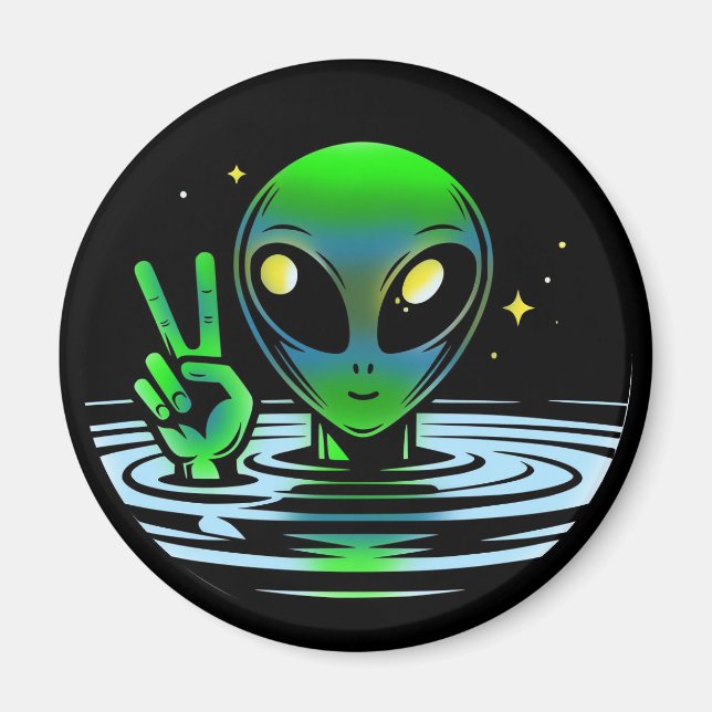 Íman Alienígena extraterrestre dando sinal de paz (Frente)