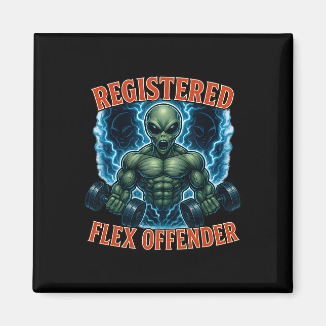 Íman Alienígena Muscular Registrada Flex Offender Funny (Frente)
