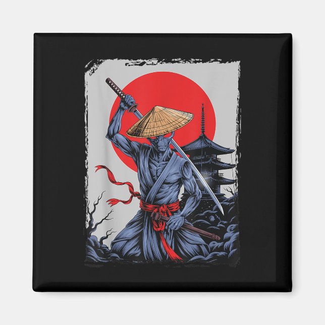 Íman Alienígena Samurai Ufo Japonês Vintage Graphic Uki (Frente)