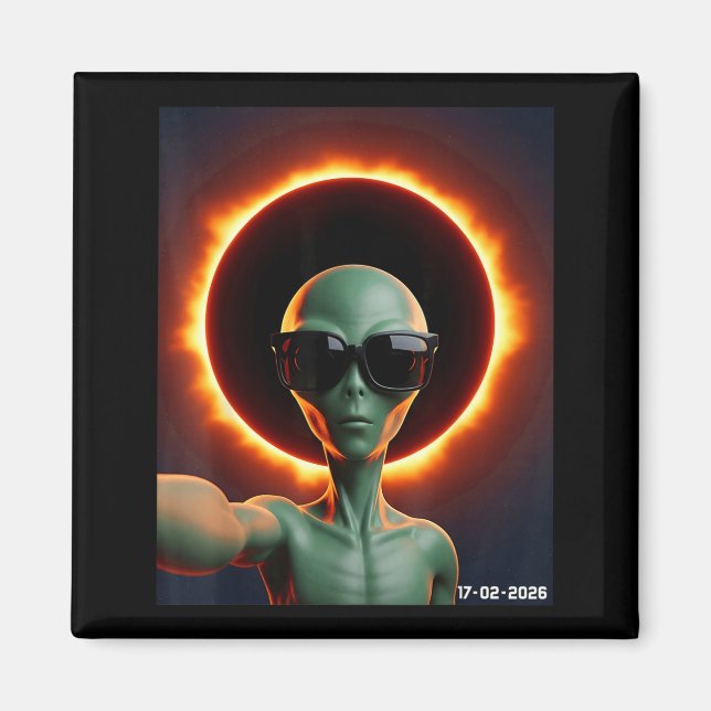 Íman Alienígena Tirando Selfie Com Eclipse Solar 2026 U (Frente)