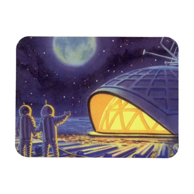 Íman Aliens de ficção científica em lua planeta azul (Horizontal)