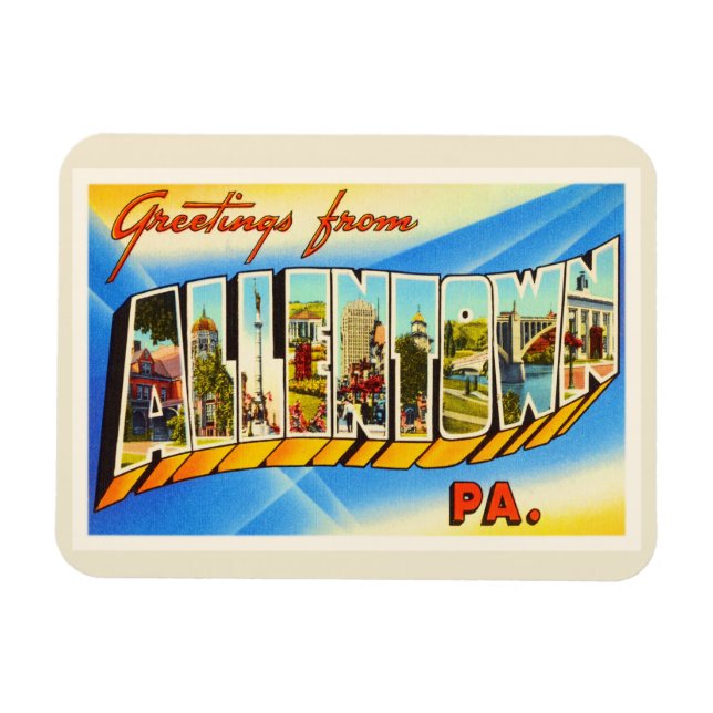 Íman Allentown Pensilvânia PA Viagens vintage Souvenir (Horizontal)