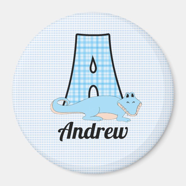 Íman Alligador em azul com monograma A (Frente)