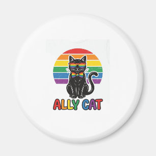 Íman Ally Cat Arco-íris Orgulho Camisa de Gato Vintage