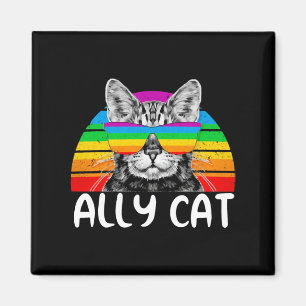 Íman Ally Cat Rainbow Óculos suntuosos LGBT Orgulho ga