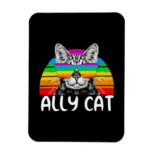 Íman Ally Cat Rainbow Óculos suntuosos LGBT Orgulho ga
