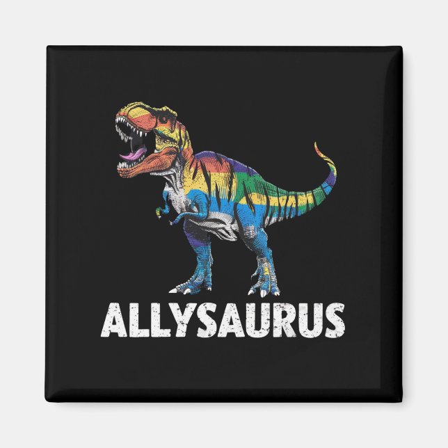 Íman Allysaurus LGBT Dinossauro Bandeira Arco-Íris Alia (Frente)