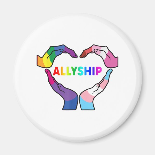 Íman Allyship Heart LGBT Support Protect Kids Rainbow F (Frente)