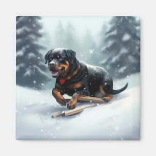 Íman Almofada de Natal de inverno Rottweiler