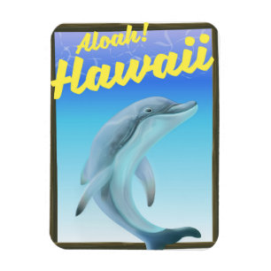 Íman Aloha! Havaí! Cartaz de viagem de golfinho