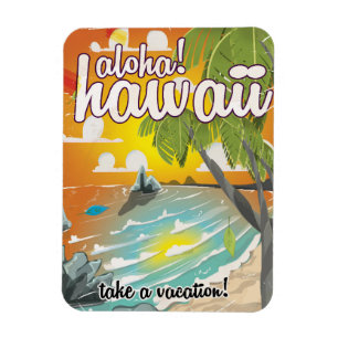 Íman Aloha! Havaí! pôster de viagem vintage cartoon
