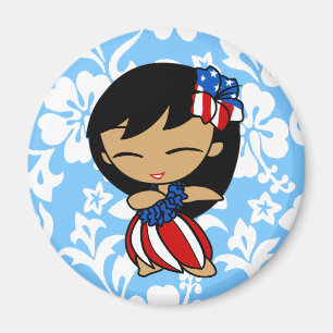 Íman Aloha Honey Patriótica Hula Girl Magnets