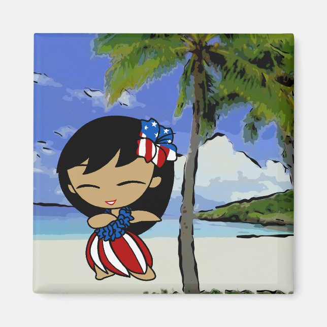 Íman Aloha Honys Hawaiian Beach Patriotic Magnets (Frente)