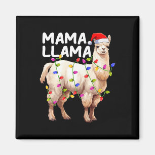 Íman Alpaca Llama Xmas Iluminação Santa Hat Mama Llama