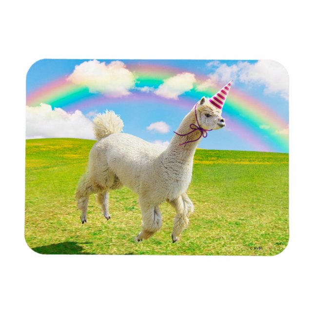 Íman Alpaca Unicorn Sob O Rainbow Sky (Horizontal)