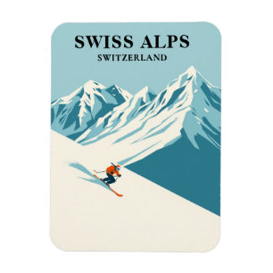 Íman Alpes suíços Skier Viagem Souvenir