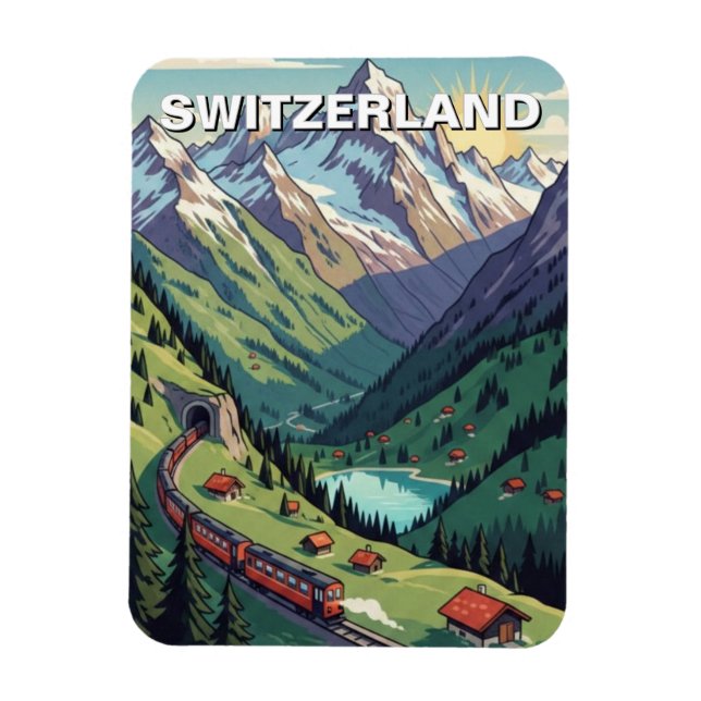 Íman Alpes Suíços Viagem Suíça (Vertical)