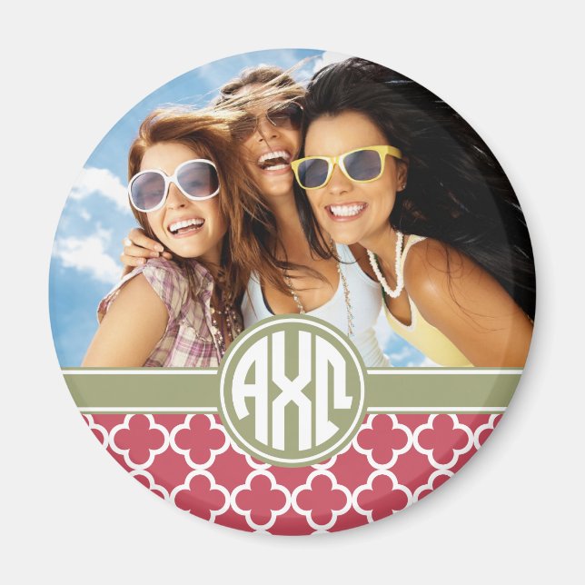 Íman Alpha Chi Omega | Monograma e Foto (Frente)