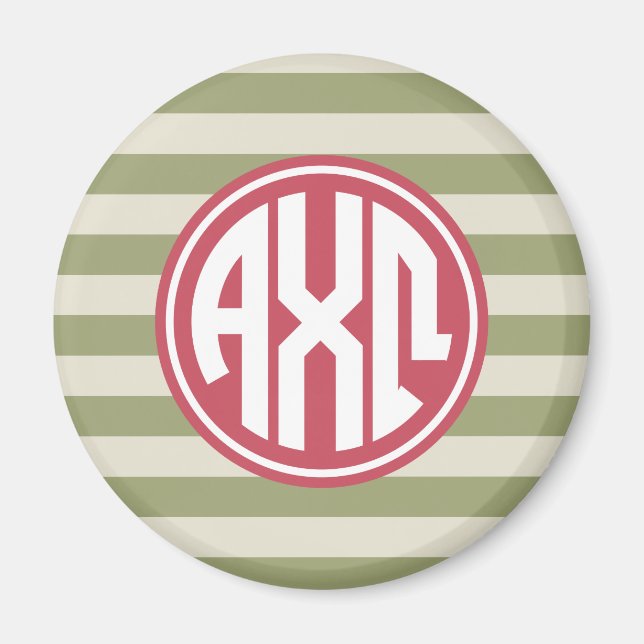 Íman Alpha Chi Omega | Padrão de Faixa de Monograma (Frente)