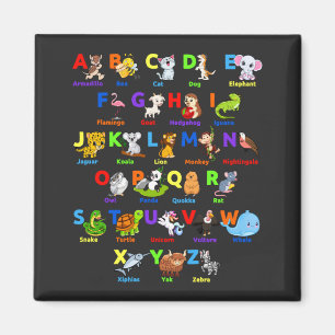 Íman Alphabet Animal ABCs Learning Square Magnet