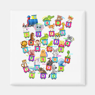 Íman Alphabet Animal ABCs Learning Square Magnet