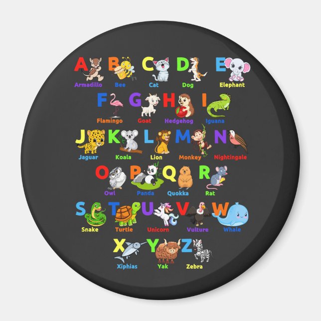 Íman Alphabet Animal ABCs - Magnet do Círculo de Aprend (Frente)