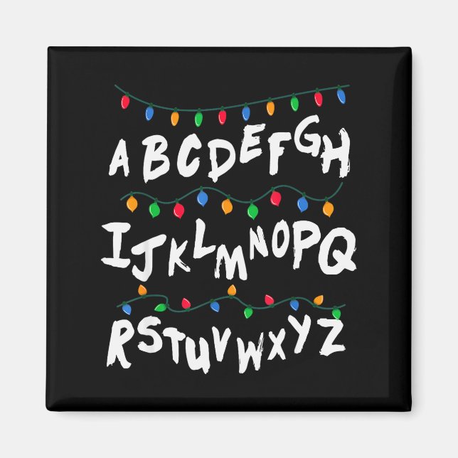 Íman Alphabet Christmas Lights T Shirt Stranger Tee Gif (Frente)