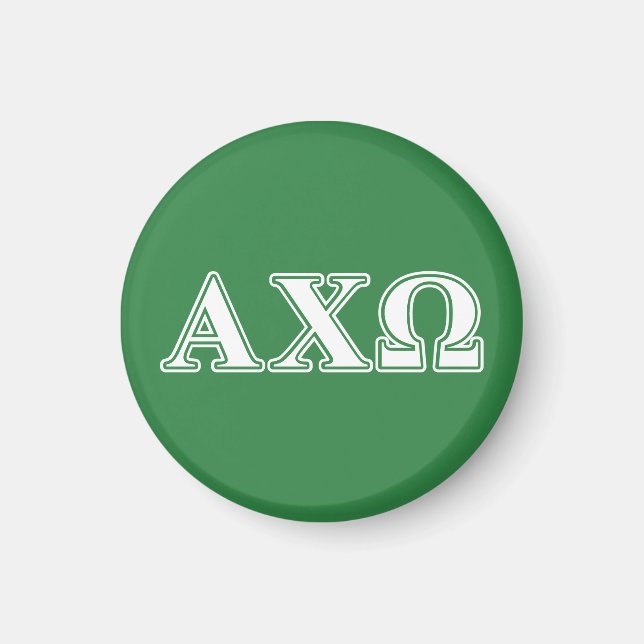 Íman Alphi Chi Omega Letras Brancas e Verdes (Frente)