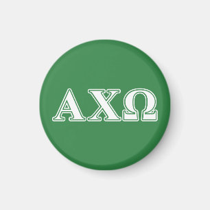 Íman Alphi Chi Omega White e Green Letters