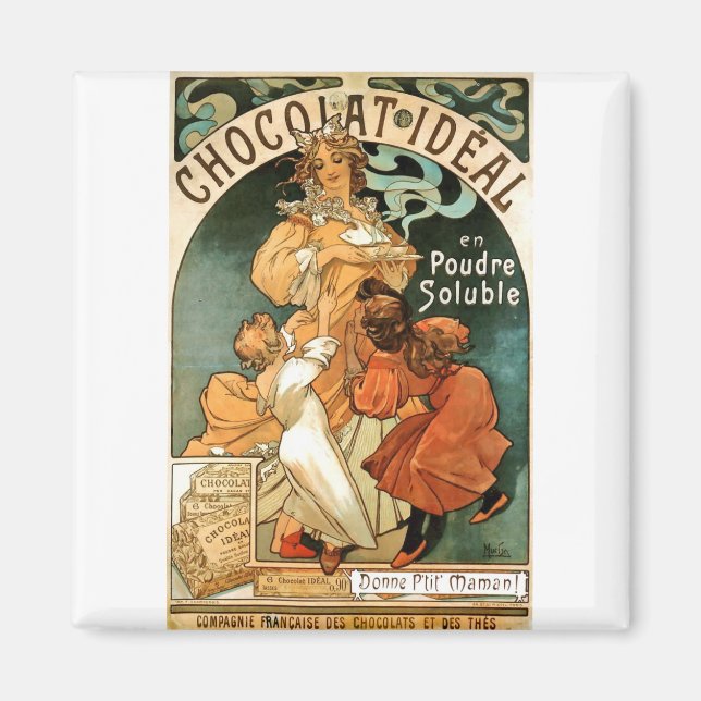 Íman Alphonse (Alfons) Mucha Chocolat Ideal (Frente)