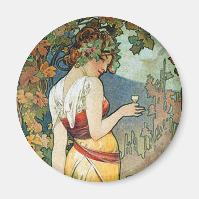 Íman Alphonse (Alfons) Mucha: Cognac - Art Nouveau (Frente)