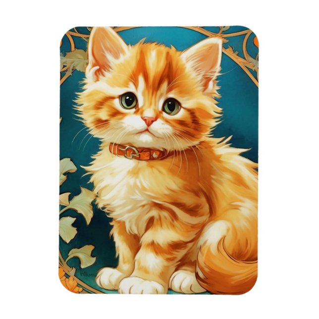 Íman Alphonse Mucha Art Nouveau Cat (Vertical)