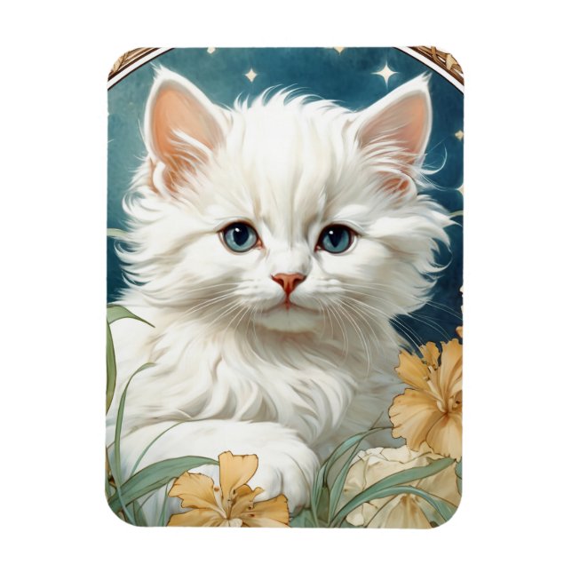 Íman Alphonse Mucha Art Nouveau Kitten (Vertical)