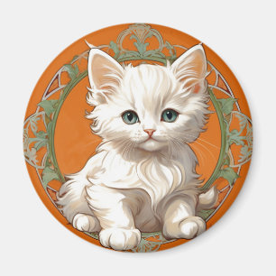 Íman Alphonse Mucha Art Nouveau White Kitten