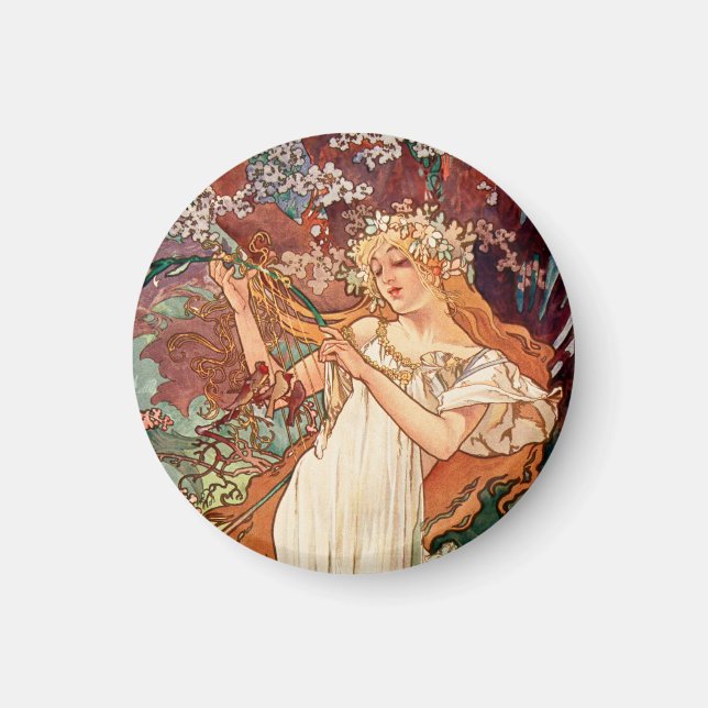 Íman Alphonse Mucha, As Estações (1896) Primavera (Frente)