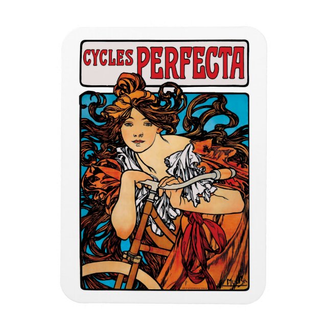 Íman Alphonse Mucha - Ciclos Perfecta Retro Art Nouveau (Vertical)