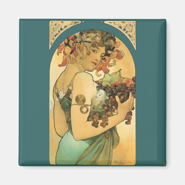 Íman Alphonse Mucha ~ Fruta ( 1897 ) (Frente)