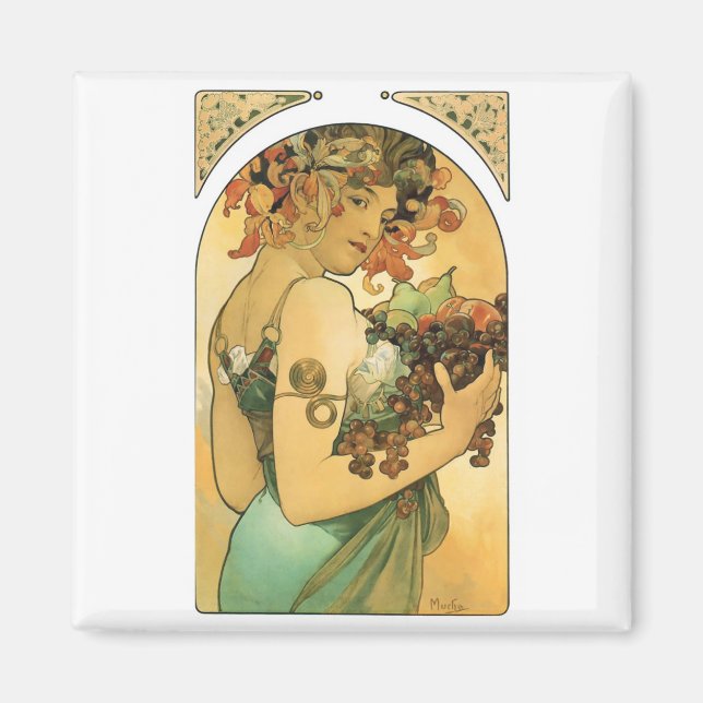 Íman Alphonse Mucha ~ Fruta. 1897 (Frente)