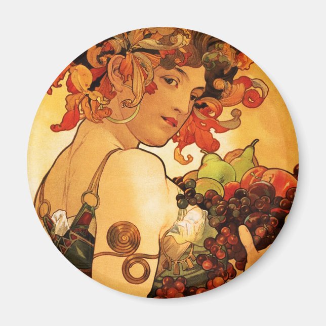 Íman Alphonse Mucha Fruta Magnet (Frente)
