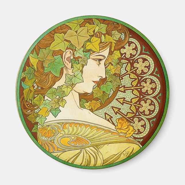 Íman Alphonse Mucha Laurel Magnet (Frente)