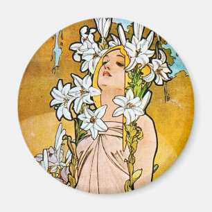 Íman Alphonse Mucha - Lily - Fronteira Branca