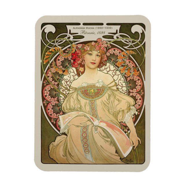 Íman Alphonse Mucha Rêverie DaydreC0878 Art Nouveau (Vertical)