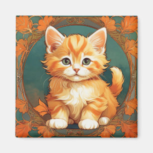 Íman Alphonse Mucha Style Orange Cat
