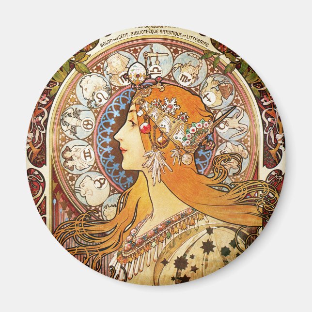 Íman Alphonse Mucha Zodiac (Frente)