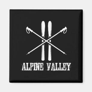 Íman Alpino Valley Ski Skiier Poles Slalom Abaixo H