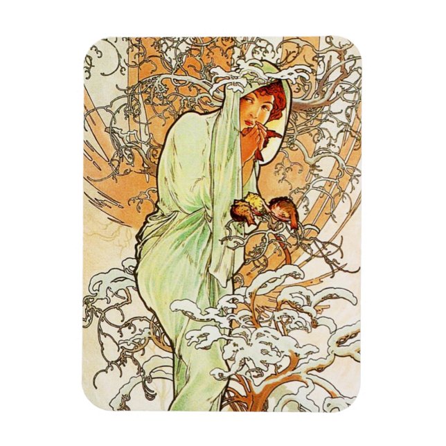 Íman Alpohnse Mucha Winter Magnet (Vertical)