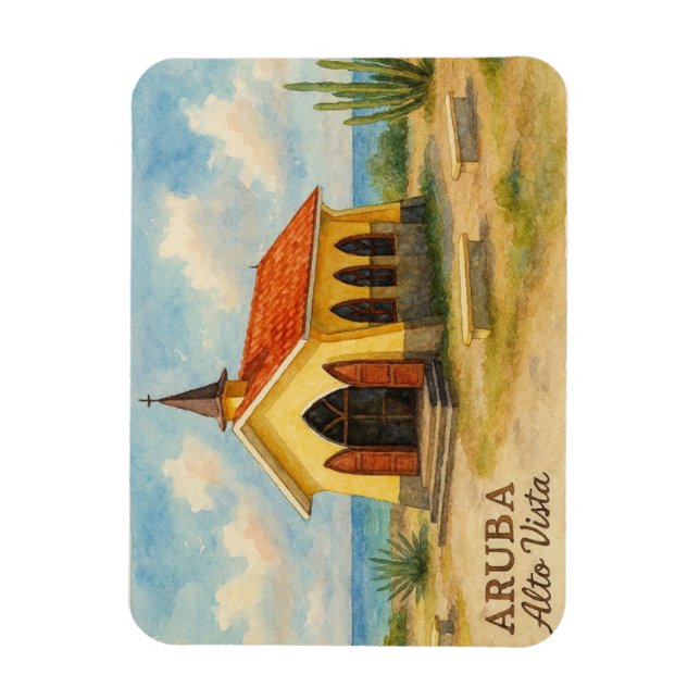 Íman Alto Vista Aruba aquarela (Vertical)