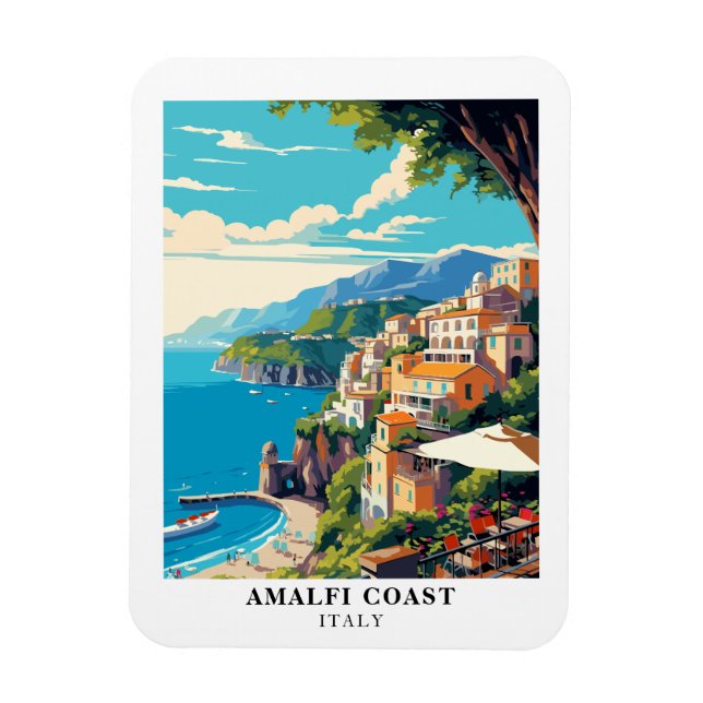 Íman Amalfi Coast Italy Retro Travel Souvenir  (Vertical)