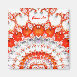 Íman AMANDA ~ Padrão Abstrato ~ Cor - de - laranja verm