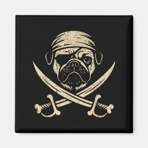 Íman Amante de cachorro Pug Pirata Antigo